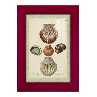 Bookplate Shells III -Framed Print w/glass-Cherry Red