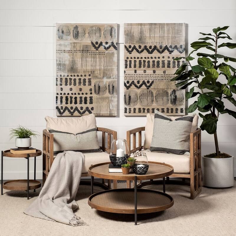 Kade III Natural Brown Solid Wood w/ Black Iron Frame Round End/Side Table