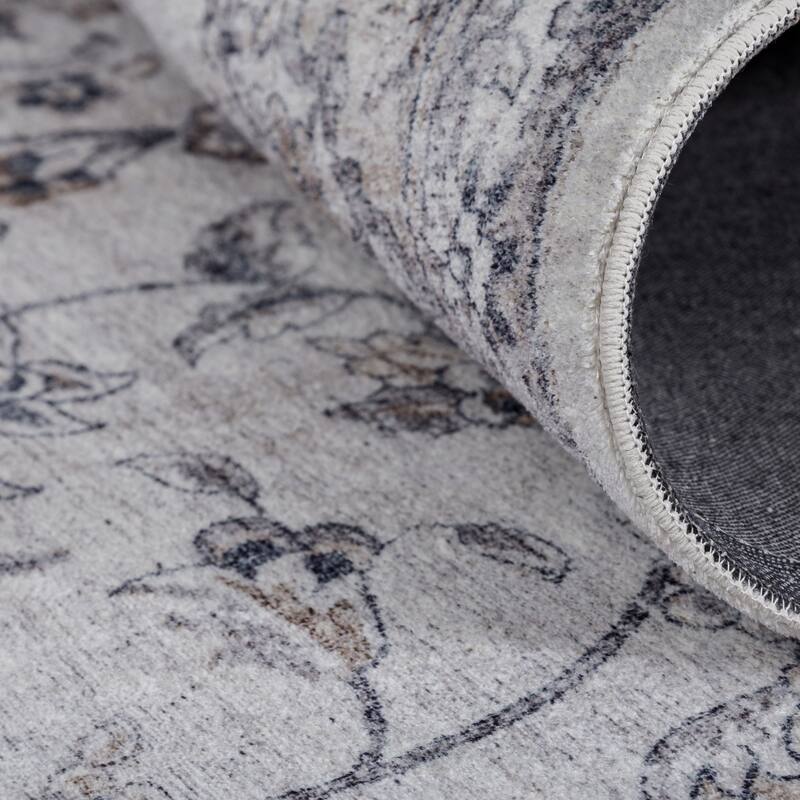 Abstract Traditional Grey Area Rug