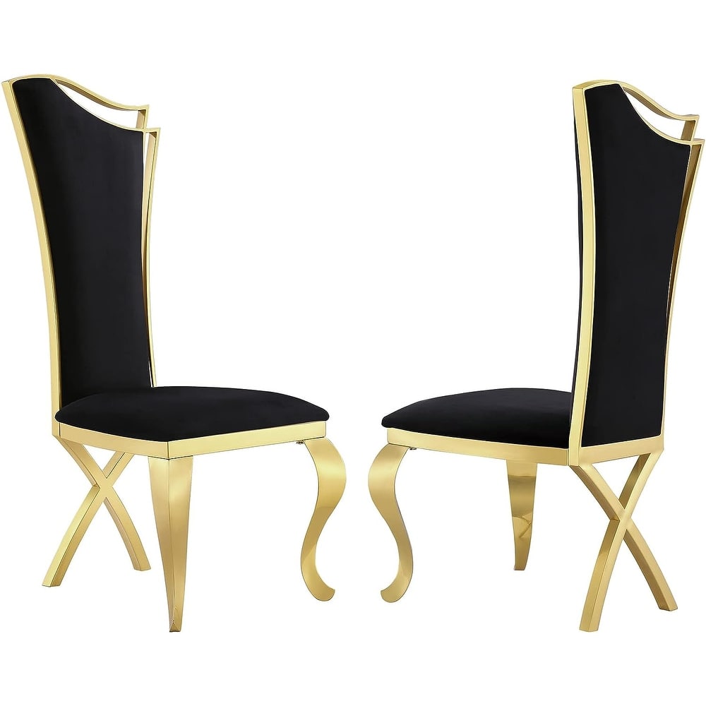 Luxury Upholstered Dining Chairs with Stylish Streamlined High Back with Cabriole X-Shaped Legs
