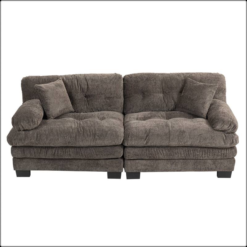 Two-seat Deep Chenille Sectional Sofa