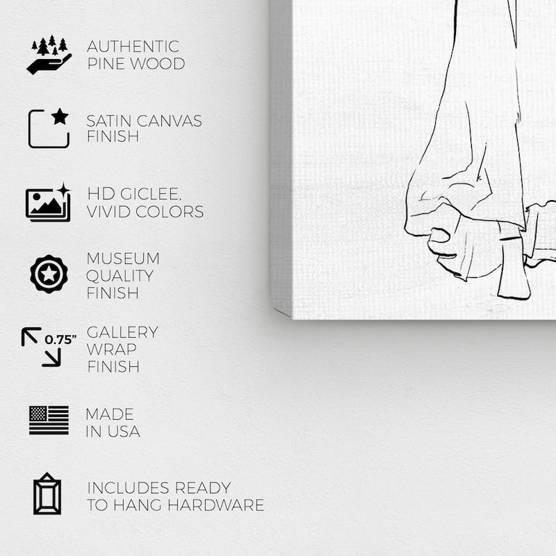 Wynwood Studio Canvas Fashion and Glam Fashion Sketch III Black and Glam Wall Art Canvas Print