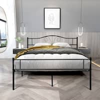 Modern Full Size Single Metal Platfrom Bed Frame with Headboard ...