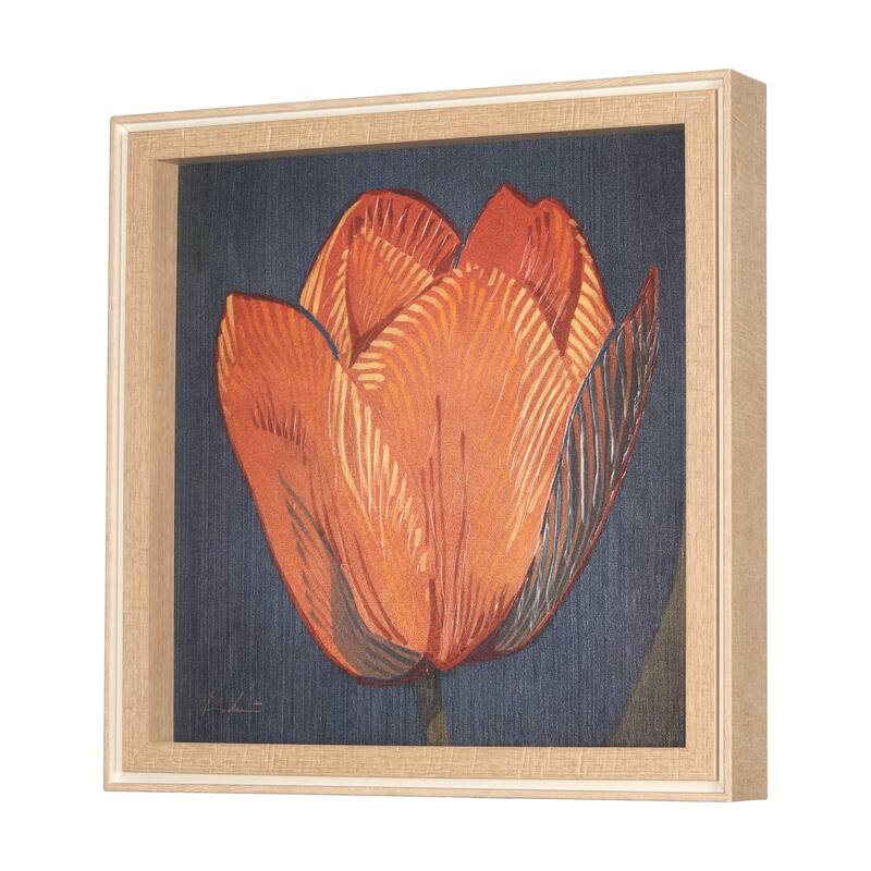 Flower Portrait II (TULIP) by Mercana Studio a Hand Embellished Textured Framed Art Print - Orange