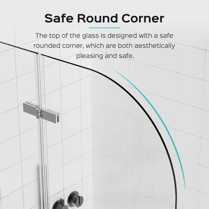34"W x 58"H Frameless Folding Pivot Tub Door