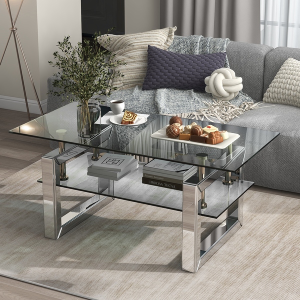 W 39.4 X D 19.7 X H 17.7 Transparent Tempered Glass Coffee Table Coffee Table Bed Bath Beyond 40700631