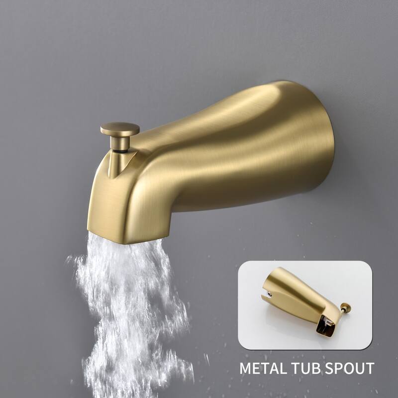 Modland 2-Handle Tub and Shower Faucet Set Dual Head 5-Setting Brass Valve Kit with Lift-Rod Spout