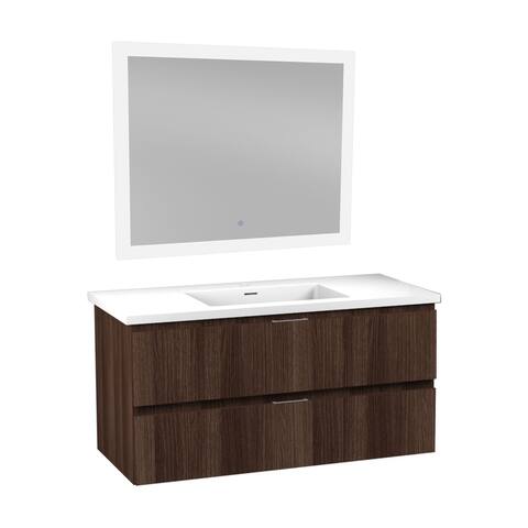Conques 39 in. Bath Vanity Set with White Top and Basin and Mirror
