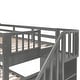 preview thumbnail 9 of 7, Grey Twin Over Full Wood Bunk Bed with Drawers & Stairs