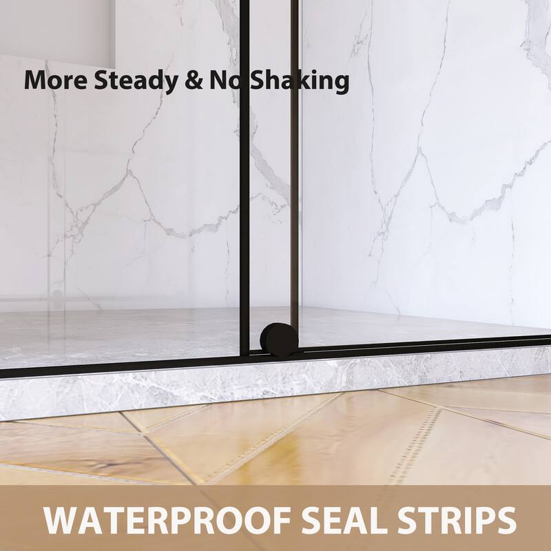 60'' x 72'' Single Sliding Shower Door in Matte Black - 60'' x 0.25'' x 72''