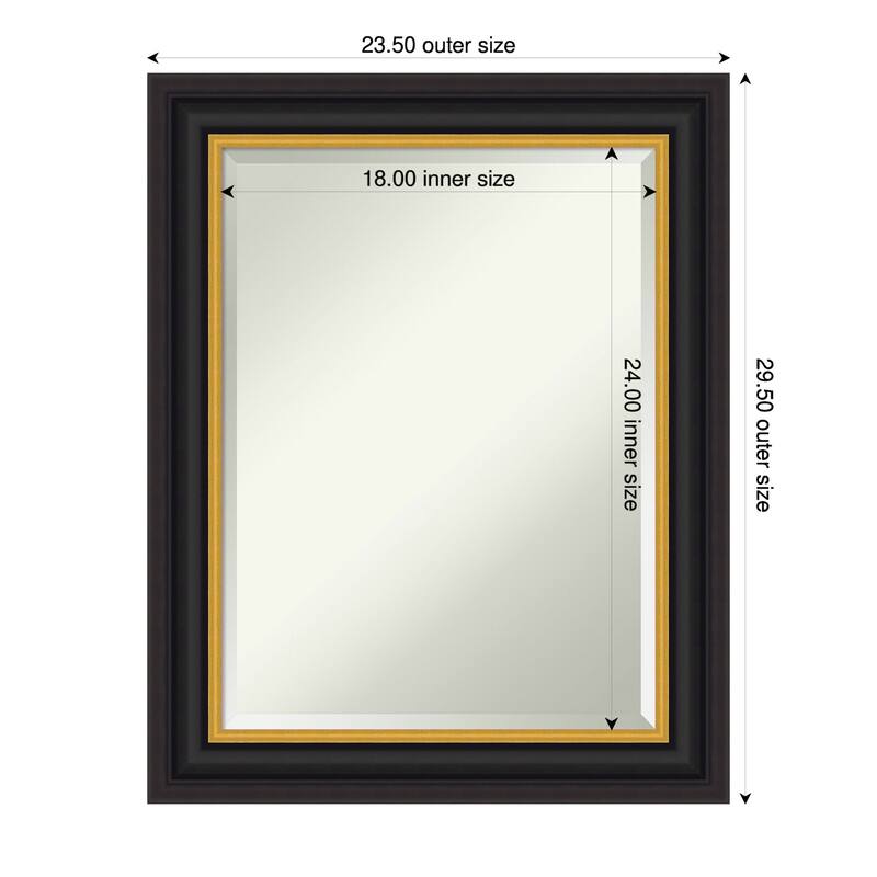 Sierra Beveled Wood Framed Bathroom Vanity Wall Mirror - 24 x 30 in - Sierra Black Brown