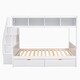 preview thumbnail 27 of 30, Twin over Full Wood Bunk Bed with Shelfs, Storage Staircase and Drawers