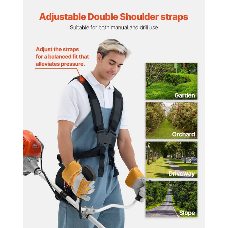 3-in-1 Gas Weed Wacker 42.7CC 1.6HP Adjustable Shaft Lawn Trimmer with Quick Line Release - 73.62 x 24.41 x 16.73 in