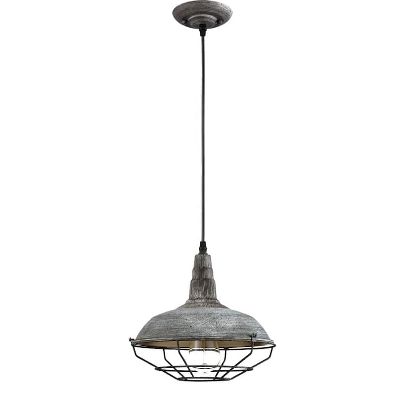 Industrial Nautical Barn Distressed Finish Iron Wire Caged Pendant