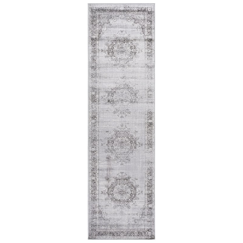 SAFAVIEH Atlas Madoka Vintage Oriental Viscose Rug - 2'2" x 8' Runner - Charcoal/Grey