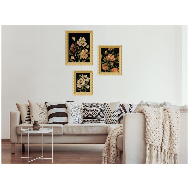 Kate and Laurel Moody Pink Hued Floral 3 Piece Framed Wall Art Print Set by Annie Quigley