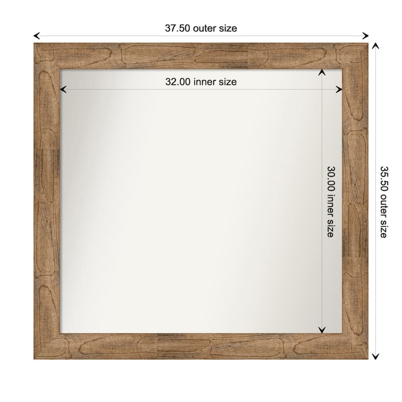 Owl Brown Framed Non-Beveled Custom Wall Mirror, Bathroom Vanity Mirror - Outer Size: 37.5 x 35.5