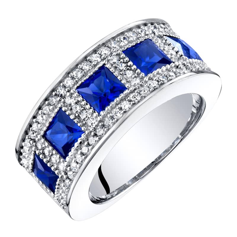 Sterling Silver 2 ct Created Sapphire Birthstone Ring