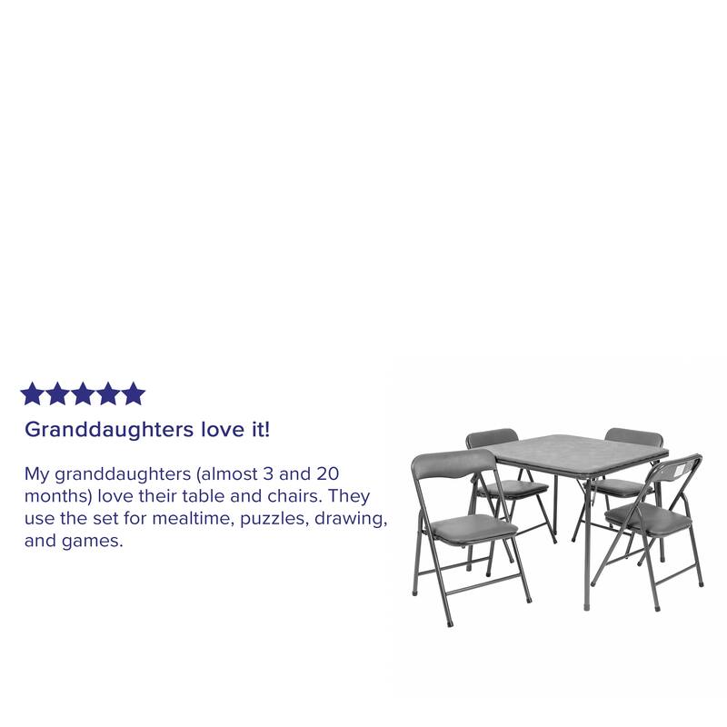 Kids 5-Piece Classroom Folding Table and Chairs Set - 2'0" x 1'8" x 2'0" Square