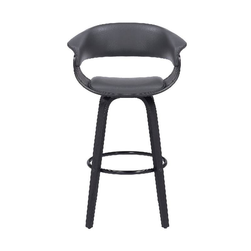26 Inch Swivel Faux Leather Barstool with Curved Open Back, Brown