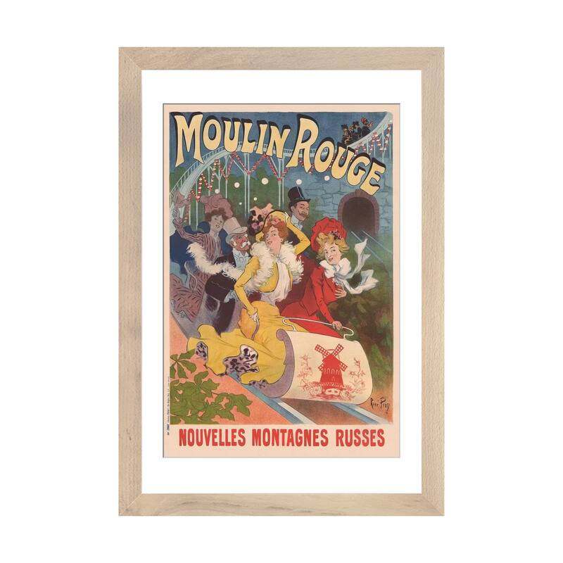 iCanvas "Moulin Rouge, Nouvelles Montagnes Russes Advertisement, 1889" by Rene Pean - Natural - 32x24x1