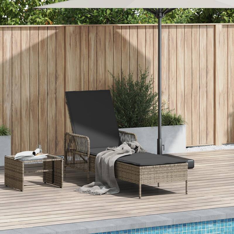Adjustable Sun Lounger - 61.8 x 21.7 x 36.2 in - Grey and dark grey Sun lounger