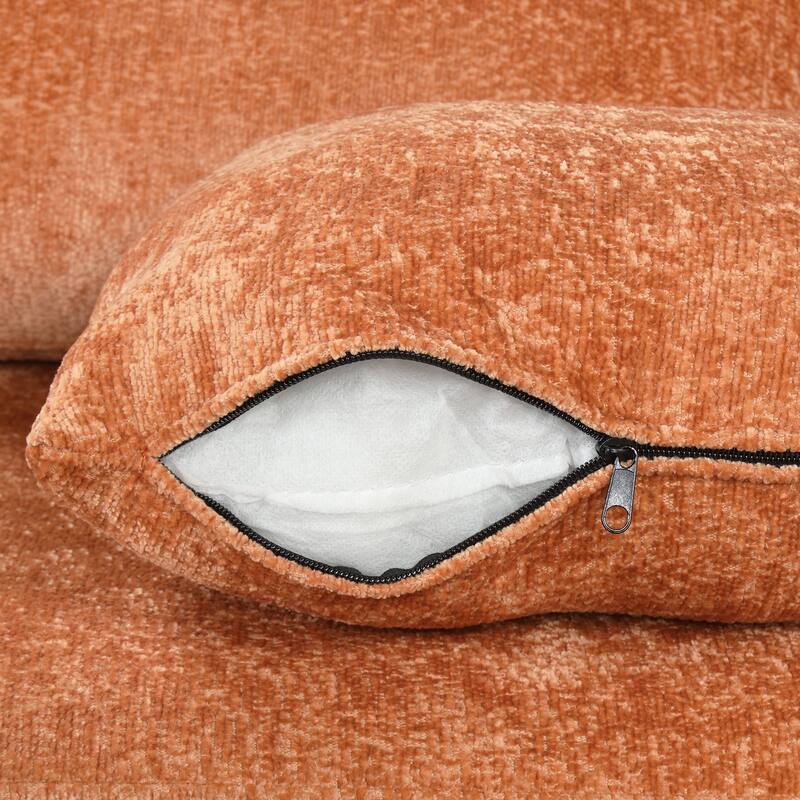 120.5" Chenille L-Shaped Convertible Sofa Bed with Pull-Out Bed, Storage Ottoman & Cup Holders