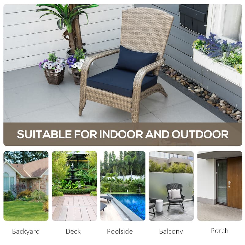 Outsunny Outdoor Classic Rattan Adirondack Chair with Cushion