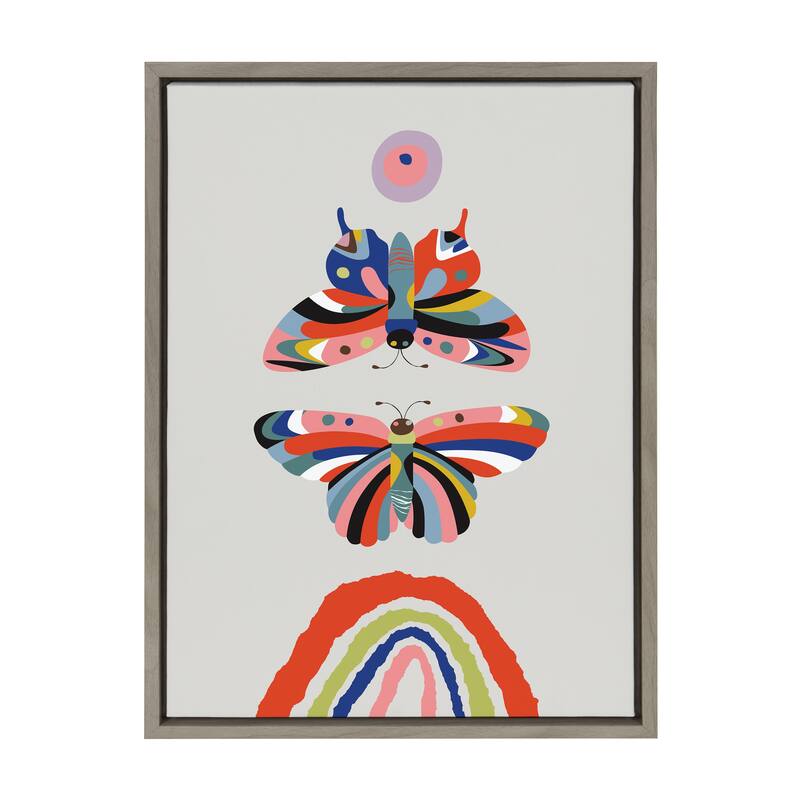 Kate and Laurel Sylvie Butterflies Framed Canvas by Rachel Lee