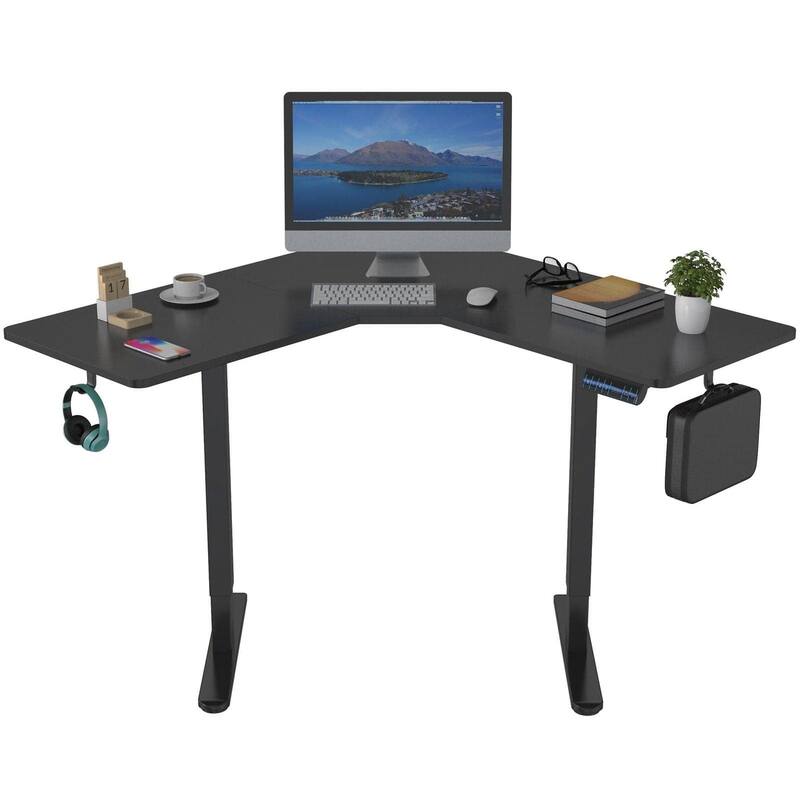 Mount-It! 38"W L-Shaped Adjustable Particle Board Standing Desk, Black (MI-15003)