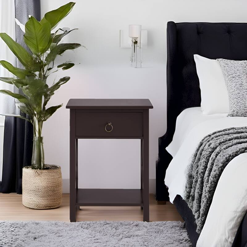 Wooden Nightstand Bedside Table with Drawer - Small Bedroom End Table for Bedrooms