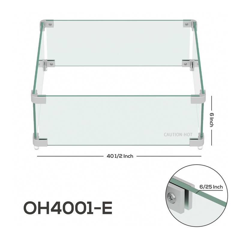 Armoor Tempered Glass Wind Guard For Outdoor Fire Pits (Various Sizes) - 40.5 Inches
