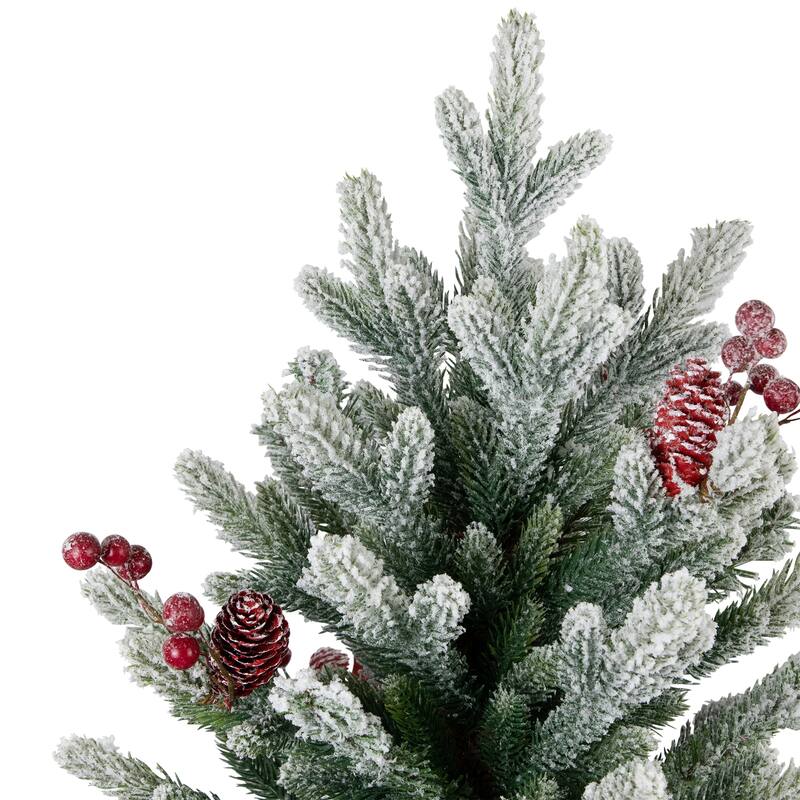 Real Touch™️ Potted Flocked Mini Fir Pine Artificial Christmas Tree - 25" - Unlit - 2 Foot