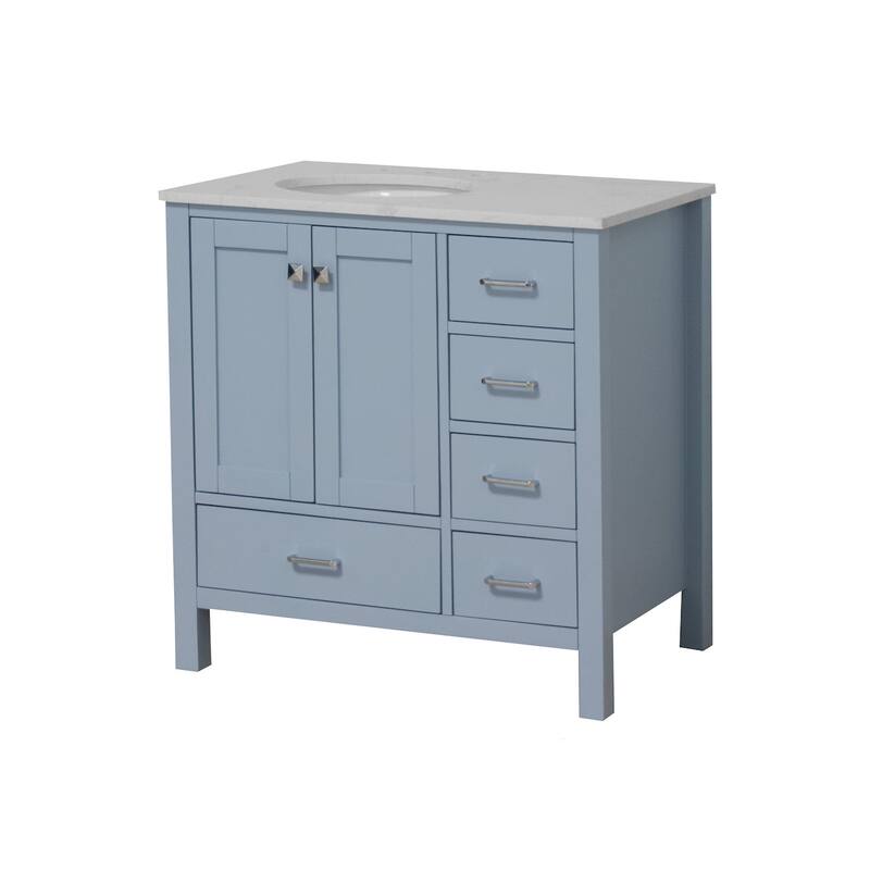 KitchenBathCollection Horizon 36" Bathroom Vanity with Engineered Carrara Top