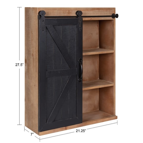 dimension image slide 1 of 3, Kate and Laurel Cates Decorative Wood Cabinet with Sliding Barn Door - 22x28