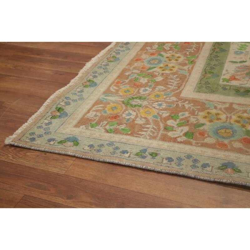 Hand Knotted Oriental 100% Wool Carpet Traditional Floral Oranges & Rust Tabriz Area Rug - 12' 6'' X 9' 8''