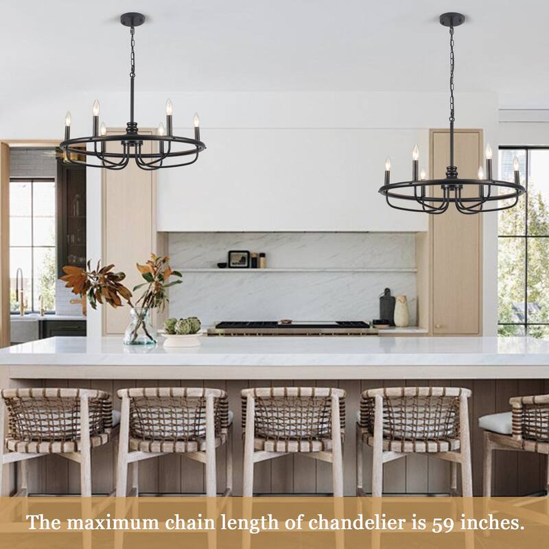 6-Light Candlestick Hanging Linear Foyer Chandelier Lighting Fixture for Dining Room Kitchen Island