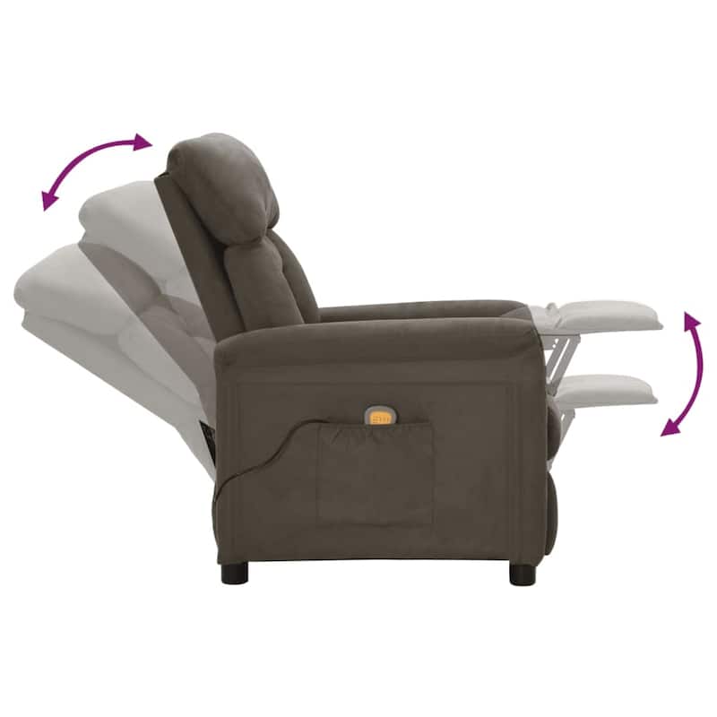 vidaXL Massage Chair Massage Recliner Chair for Elderly Faux Suede Leather - 56.3" x 27.8" x 29.9"