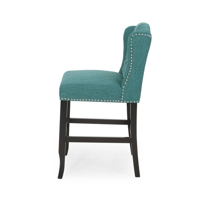 Tufted Wingback 27 Inch Counter Stools, Set Of 2