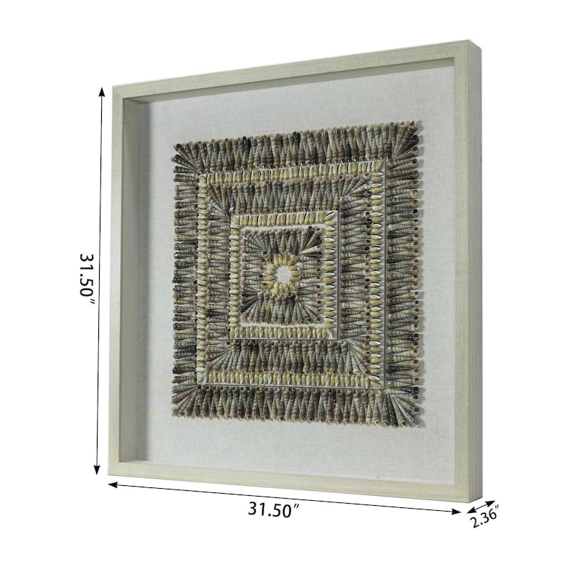 HUJI 3 Tier Shell Art Shadow Box Wall Decor - Multi-Color