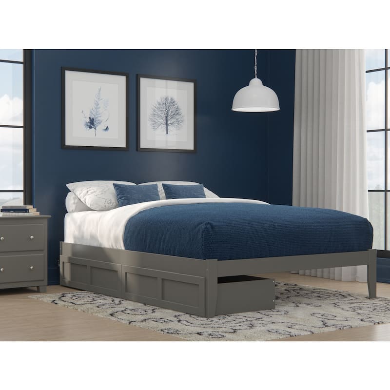 Virtue Queen Bed with USB Charger & Storage Drawers - Modern Grey Bedroom Furniture