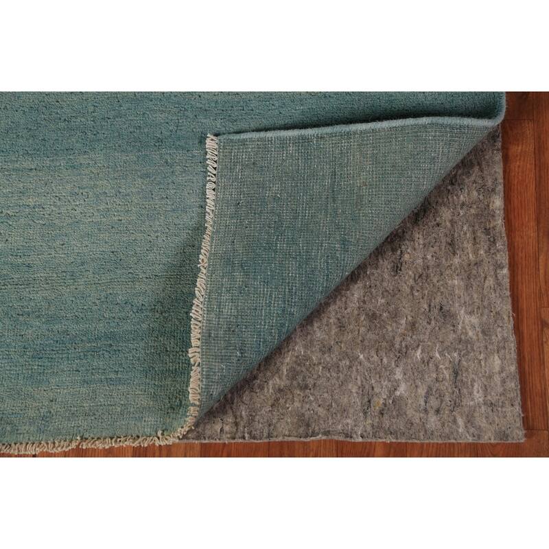 Blue & Green Modern Gabbeh Runner Rug Handmade Wool Carpet - 3'0" x 9'8"