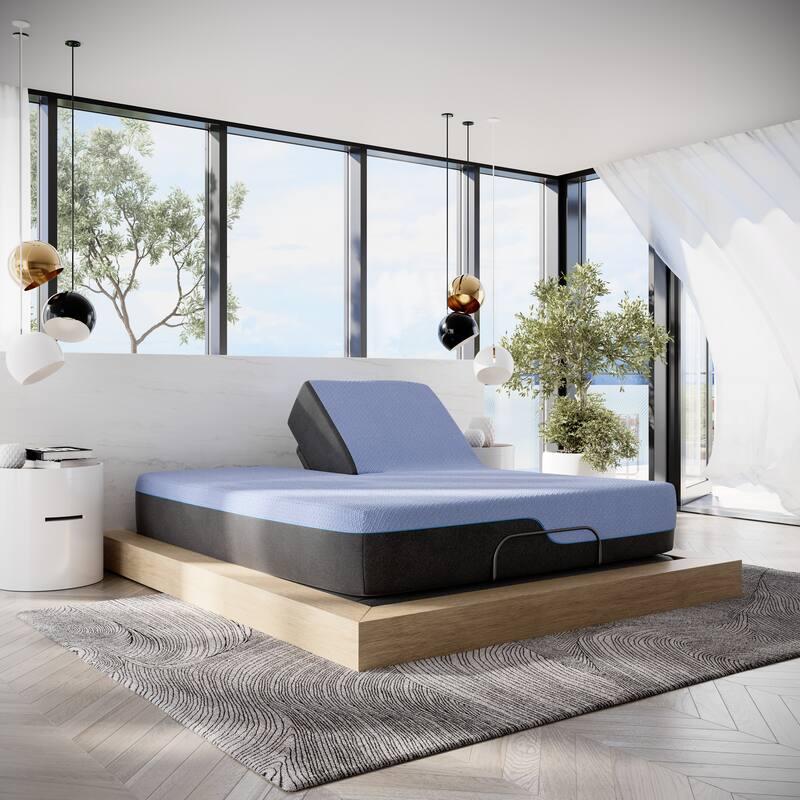 Bridgevine Home 12 inch Refresh Flex Top Latex Foam Hybrid Mattress and Adjustable Base Bundle - Queen