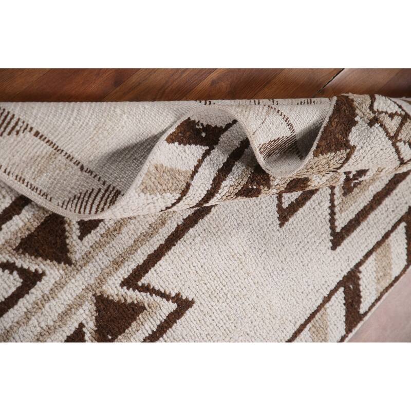 Natural Dye Anatolian Turkish Runner Rug Handmade Beige Wool Carpet - 2'11"x 12'2"