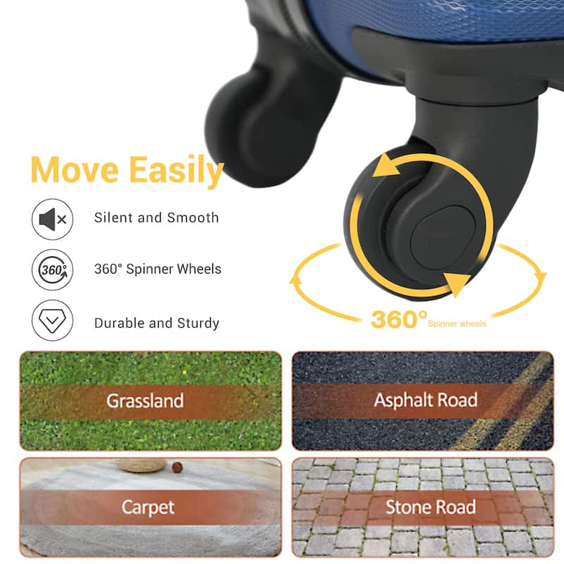 3-Piece Luggage Set ABS Lightweight & Durable Suitcase with Spinner Wheels, TSA Lock, (20/24/28)