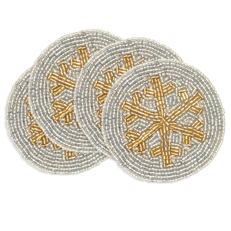 Snowflake Sparkle Beaded Coaster (Set of 4) - 4"