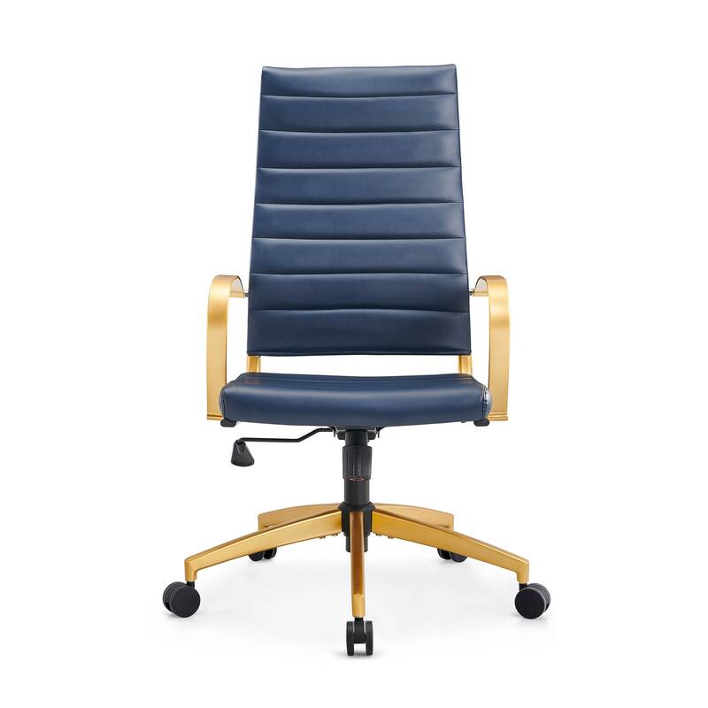 LUXMOD® Office Chair Faux Leather Silver Frame Adjustable and Swivel