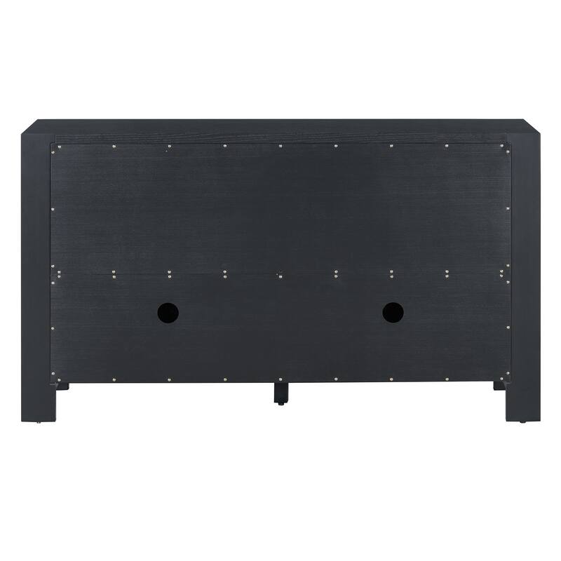 Retro 4-Door Sideboard with Distressed and Adjustable Shelves