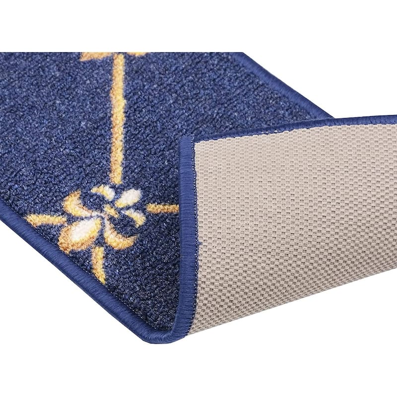 Stair Treads Fleur De Lis Floral Design Non Slip Backing, 8.5''X26''