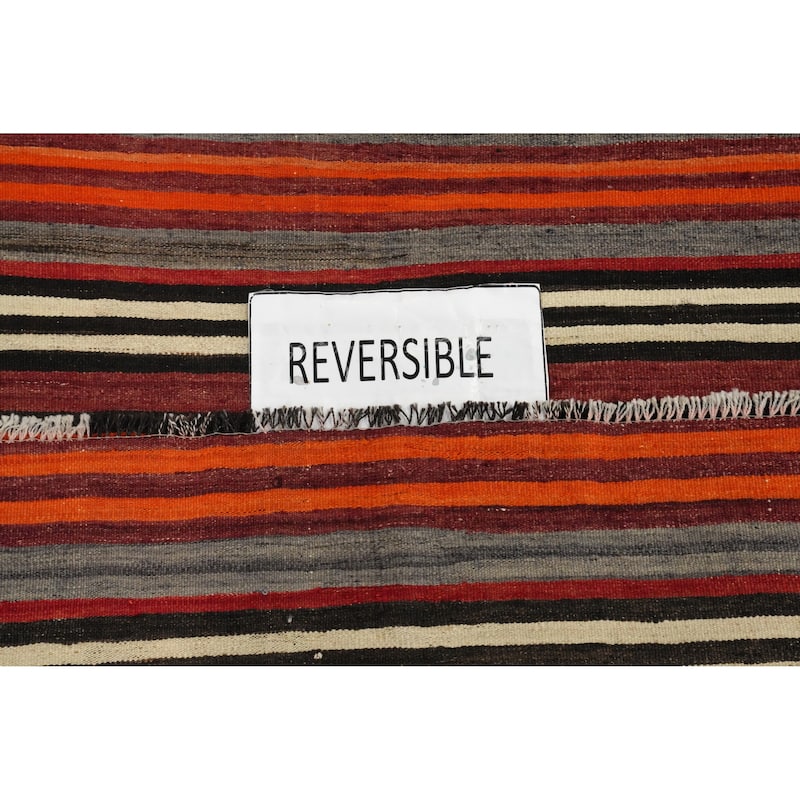 Hand Woven Oriental 100% Wool Carpet Southwestern Geometric Oranges & Rust Kilim Area Rug - 10' 9'' X 4' 10''